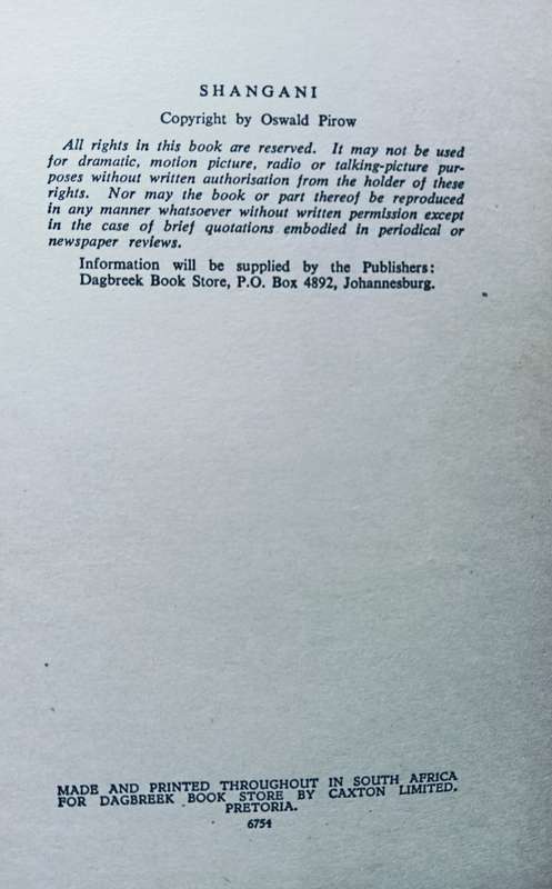 Shangani - Oswald Pirow - Hardcover - 152 Pages