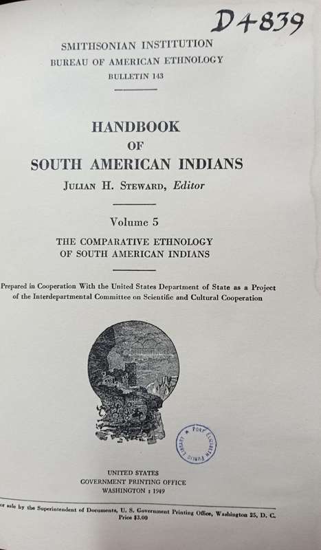 Handbook of South American Indians - Julian H. steward - Vol 5 - Hardcover - 818 pages