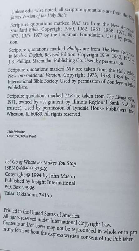 Let Go of Whatever makes you stop - John L. Mason - Softcover - 122 pages