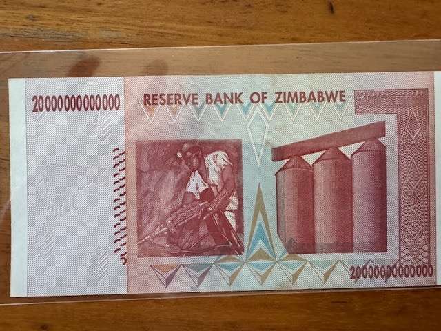 20 trillion dollar note Zimbabwe