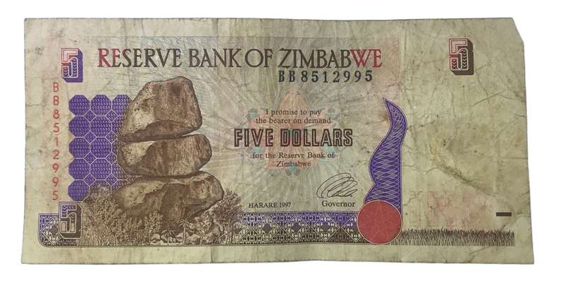1997 Zimbabwe 5 Dollars Banknote