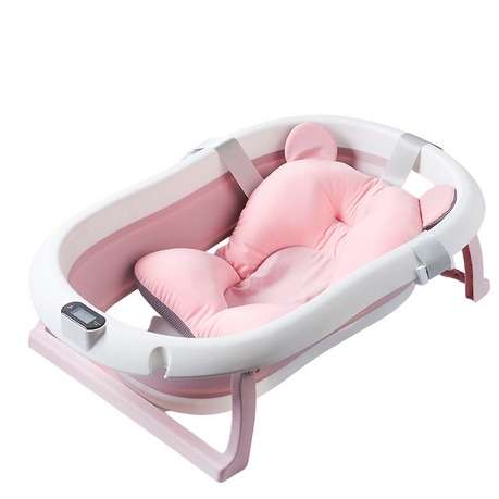 Foldable Bath Tub with Shower Holder, Pillow Pad and built-in Thermometer