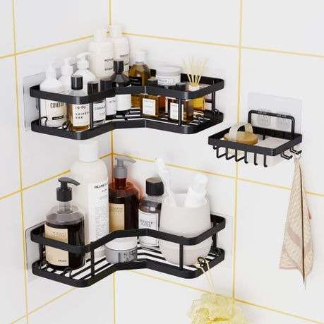 Black Stainless steel Compartment Shower Rack