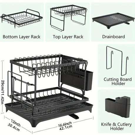 Dish Drying Rack for Cup 2 Tier Large Dish Drying Rack for Kitchen Counter