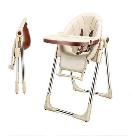 Portable Foldable Baby Feeding High Chair - Brown