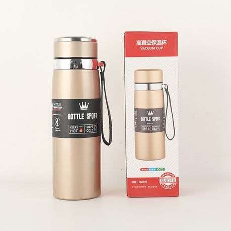 800ML 316Stainless Steel Vacuum Flask Gradient Sling Travel Insulated Pot - Gold