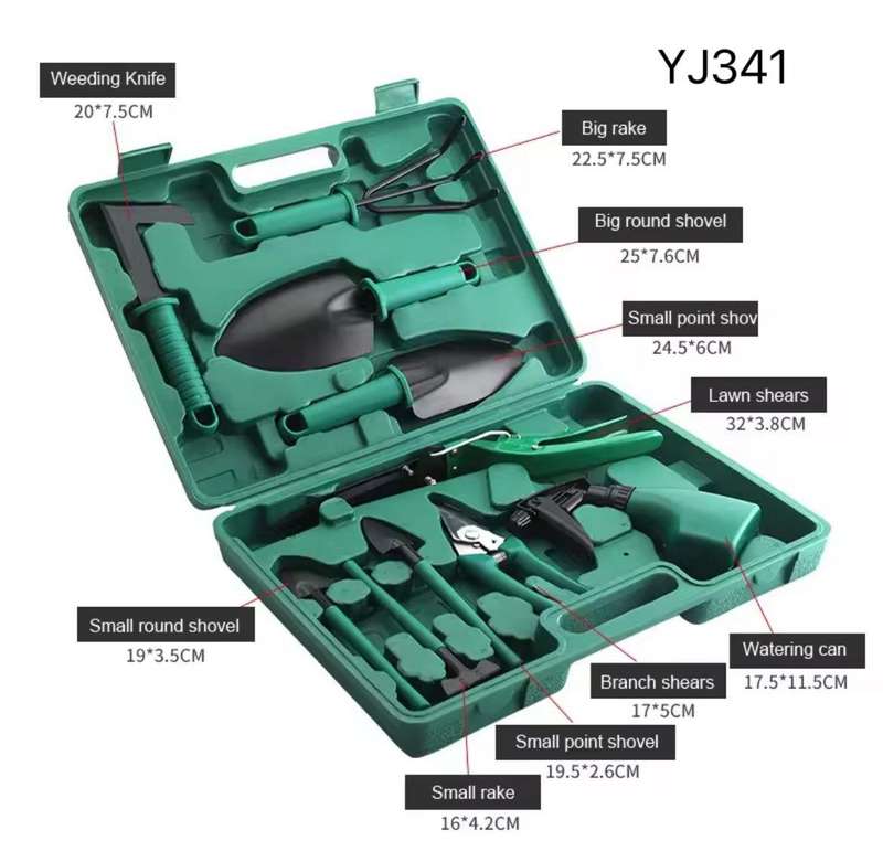 10 Piece Gardening Planting Tools Green