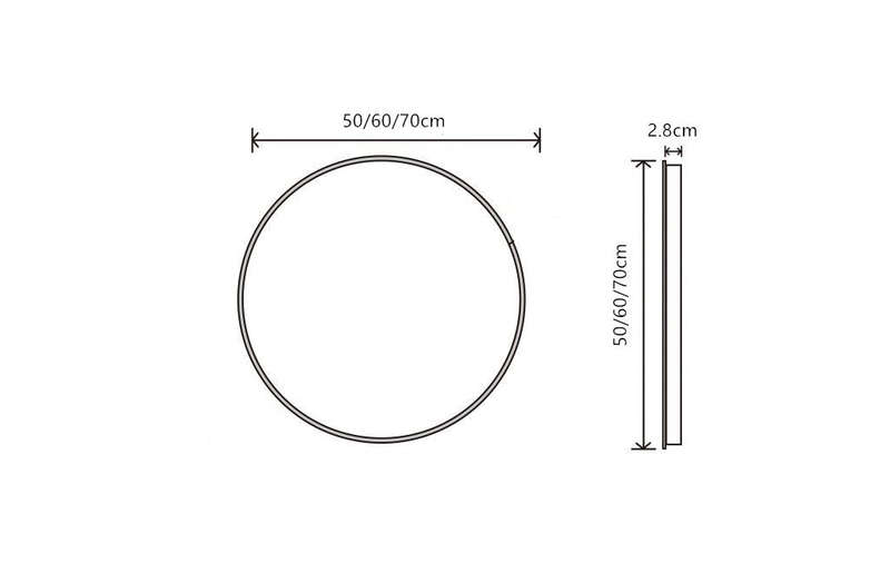 Bathroom Mirror With Light - Round Mirror LED Light Black Frame--60 cm