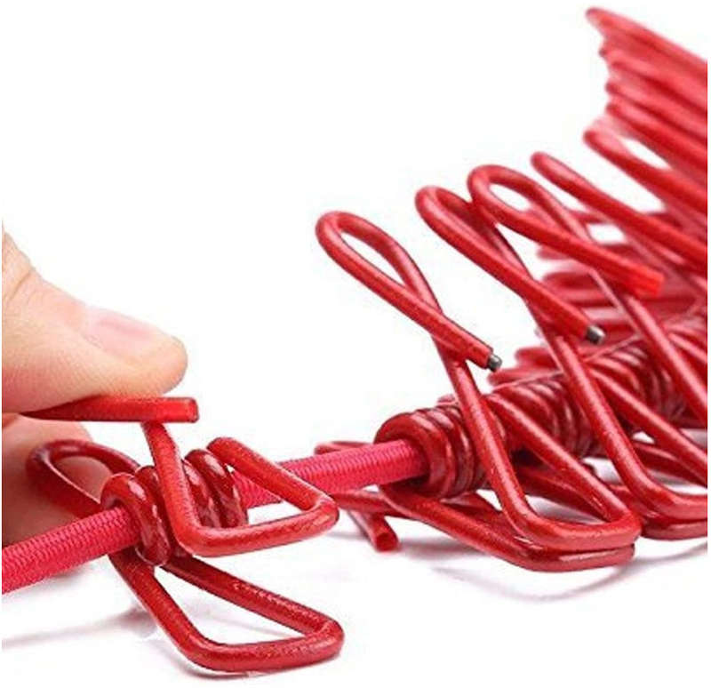 180cm Adjustable Clothesline Washing Line With 12 Clips--3pcs