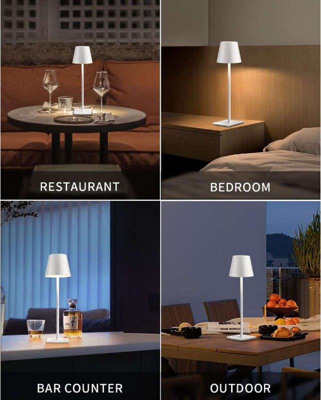 Rechargeable 3-color LED Metal Table Lamp-White