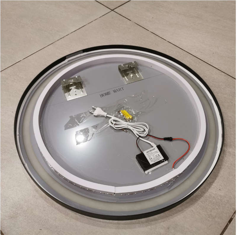 Bathroom Mirror With Light - Round Mirror LED Light Black Frame--60 cm