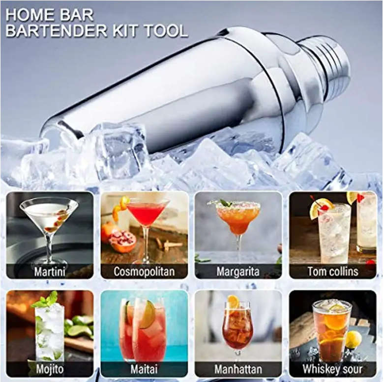 12 Peice Stainless Steel Cocktail Kit with Stand