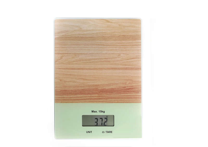 Digital Kitchen Scale with Tempered Glass with Bamboo Design - Green Bamboo