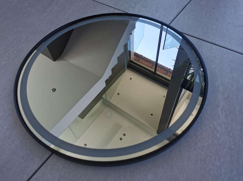 Bathroom Mirror With Light - Round Mirror LED Light Black Frame--60 cm