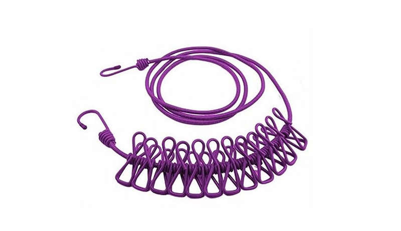 180cm Adjustable Clothesline Washing Line With 12 Clips--3pcs