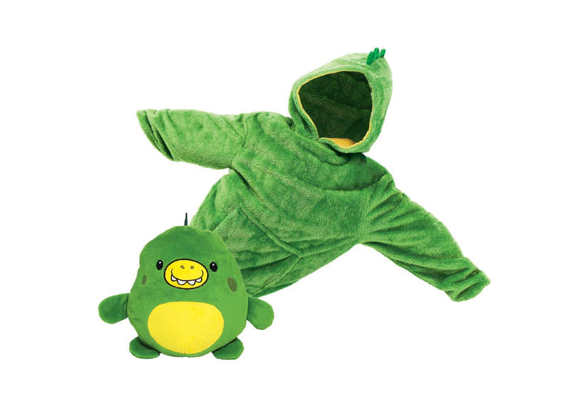 Kids Cuddly Plush Animal Pet Converts To Fun Hoodie Winter Sweater Jersey - Green
