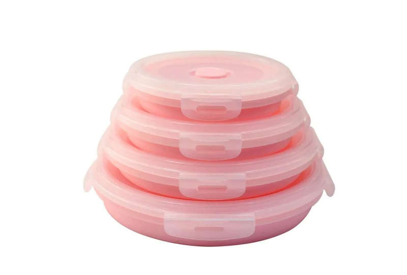 Collapsable Bowls Silicone Food Storage - Set of 4-Pink