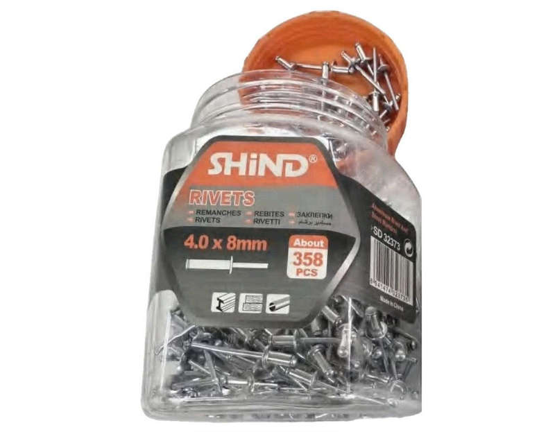Shind 4.0x8mm Silver Rivets About 358Piece