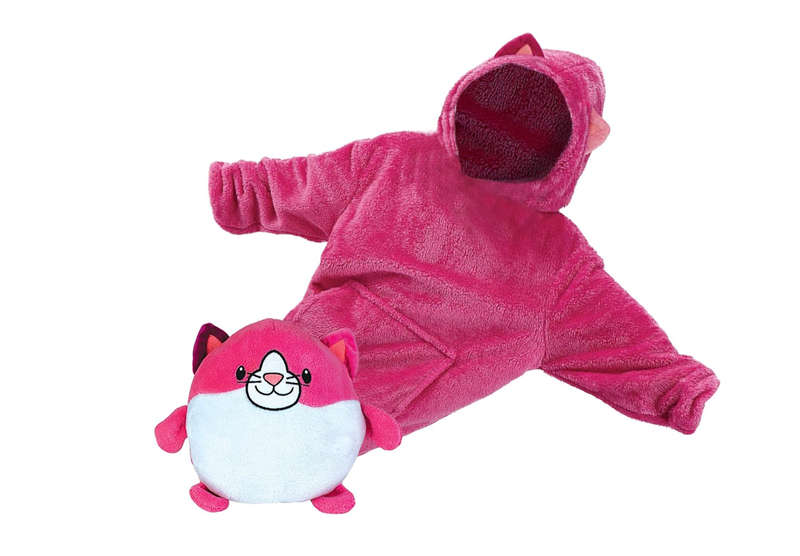 Kids Cuddly Plush Animal Pet Converts To Fun Hoodie Winter Sweater Jersey - Pink