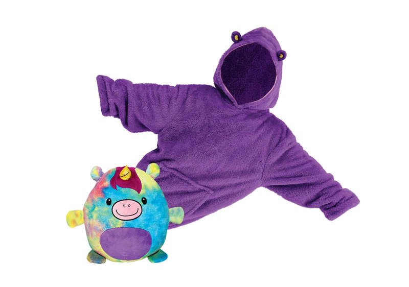 Kids Cuddly Plush Animal Pet Converts To Fun Hoodie Winter Sweater Jersey - Purple