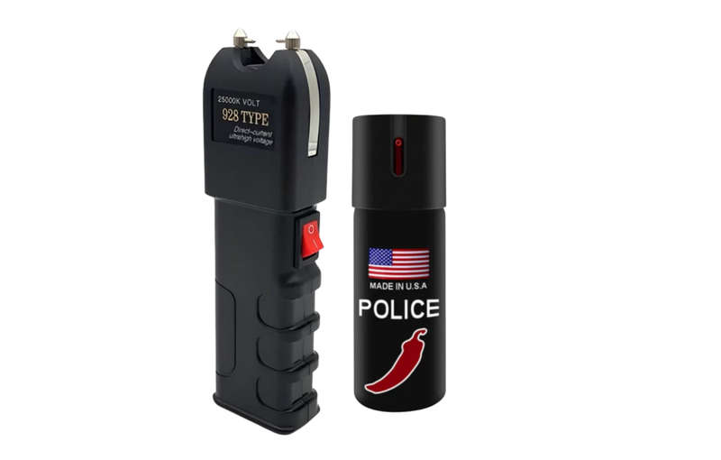 928 Type Self Defense Stun Gun/Torchlight with 1x110ml Pepper Spray