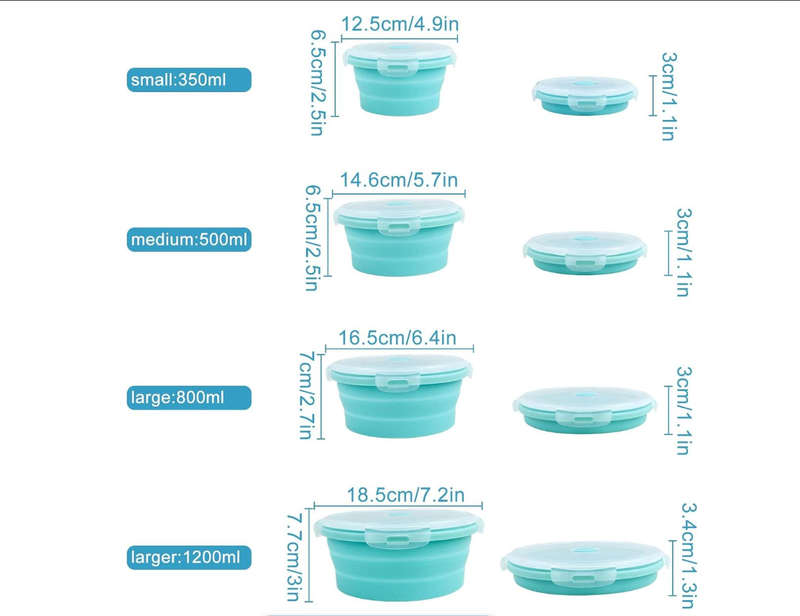 Collapsable Bowls Silicone Food Storage - Set of 4