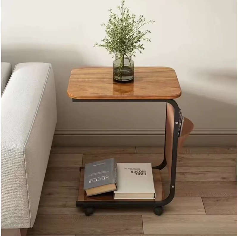 Double layer multifunctional square table with wheels