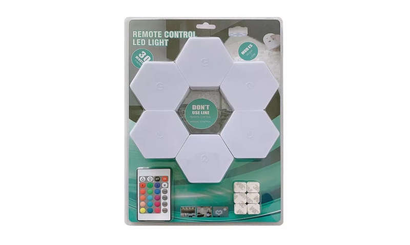 Battery Operated 6 LED Tap Light With Remote Control RGB
