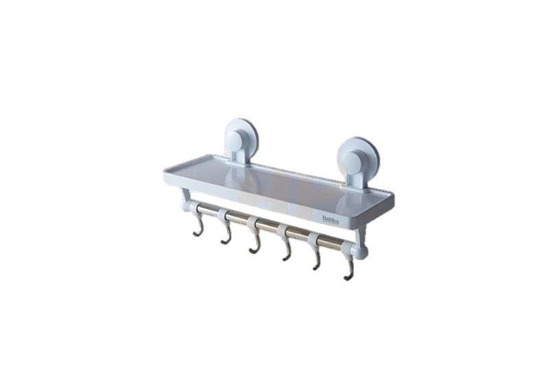 Bathlux Shelf With Hanging Hooks And Suction Cup