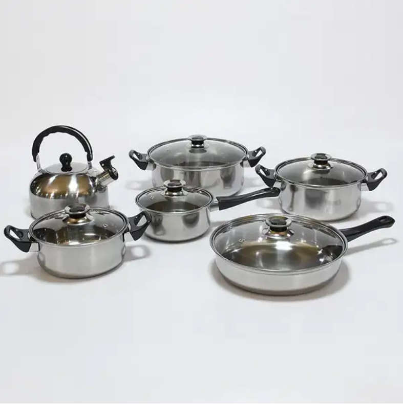 12Pcs Stainless Steel Cookware Set Pots and Pans
