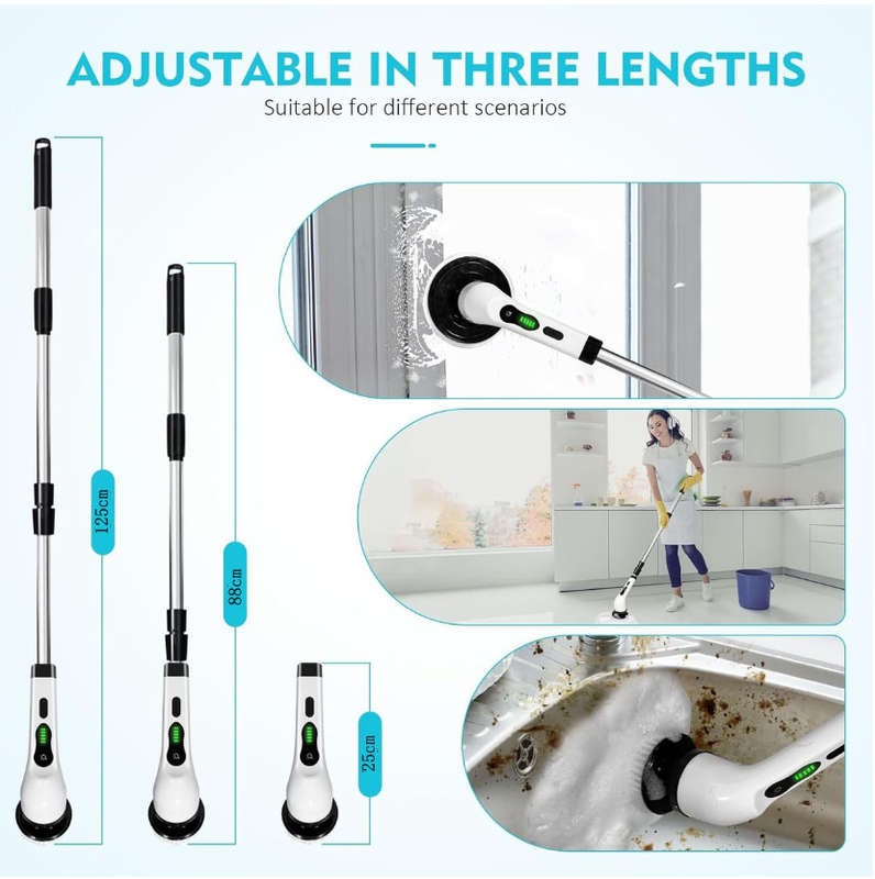 Cordless Electric Spin Scrubber Cleaning Brush with 8 Different Heads