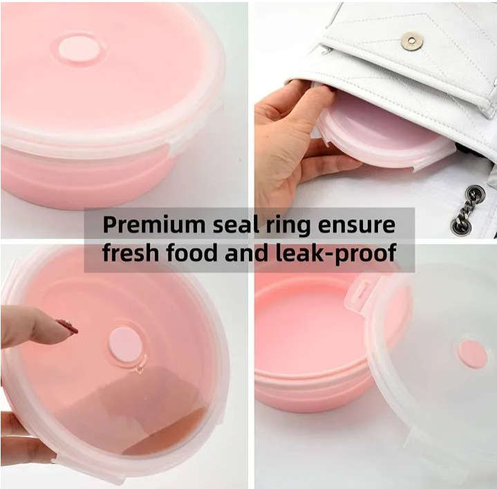 Collapsable Bowls Silicone Food Storage - Set of 4-Pink