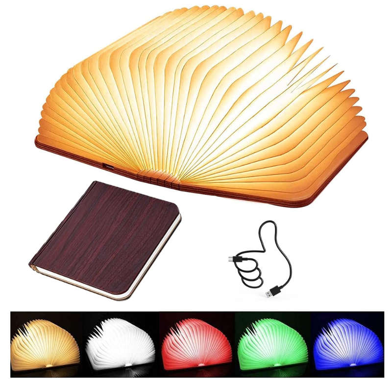 Wooden Book Light Novelty LED Night Light Portable Folding Book