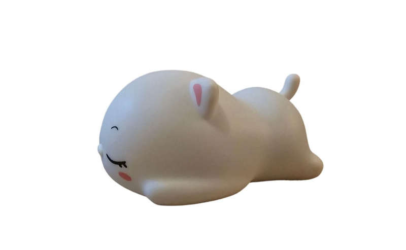 Cute Sleeping Cat - White Silicone Desk Lamp