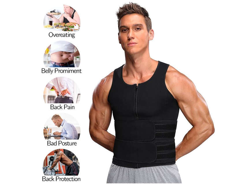 Compression Sculpting Sauna Fat Burn Zipper Vest For Men