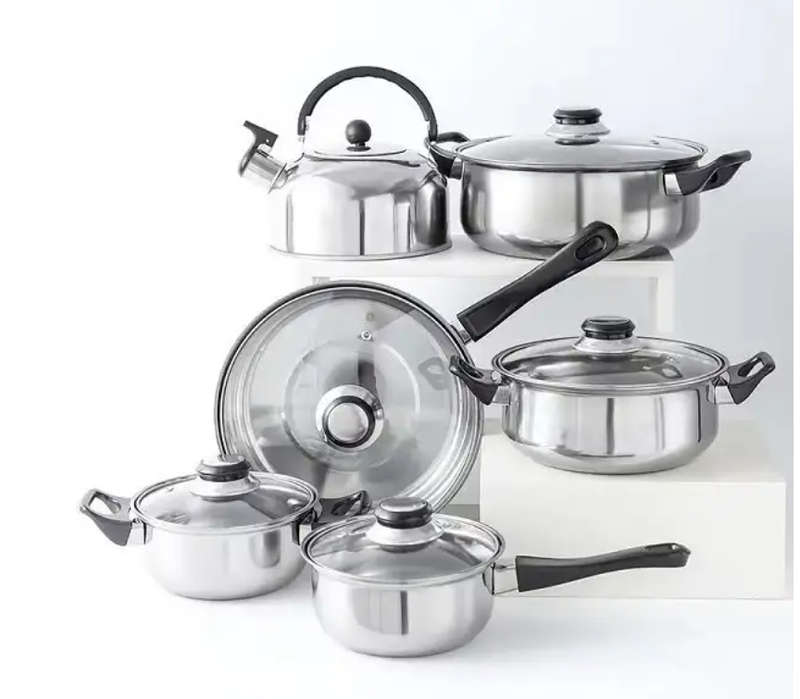 12Pcs Stainless Steel Cookware Set Pots and Pans