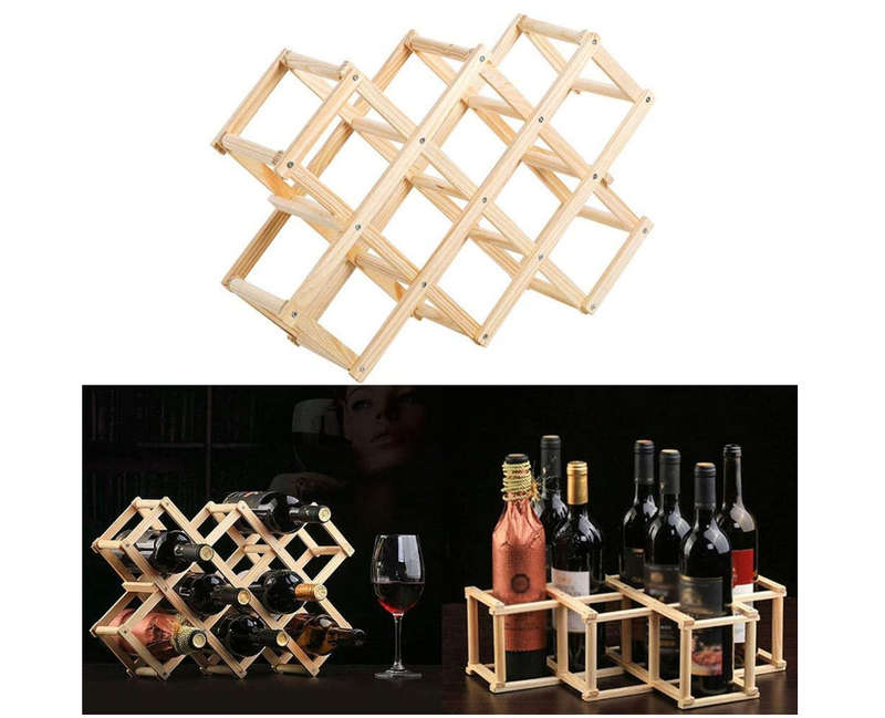 Foldable Wooden Wine Rack Wine Holder