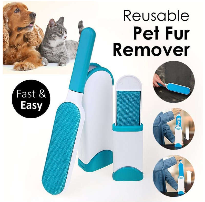 Reusable Pet Fur Remover with Self Cleaning Base