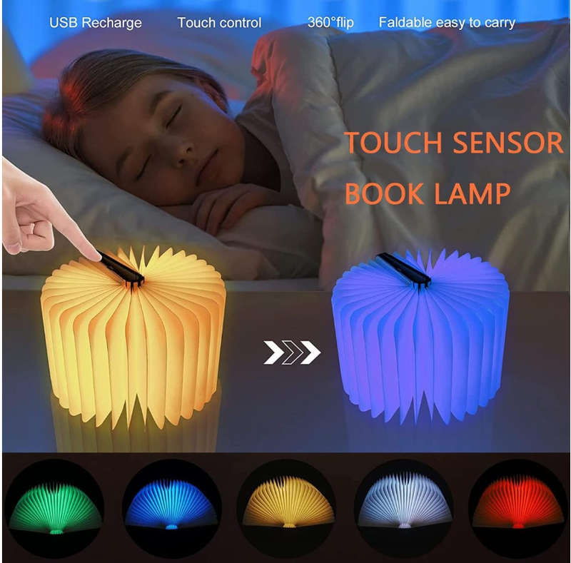 Wooden Book Light Novelty LED Night Light Portable Folding Book