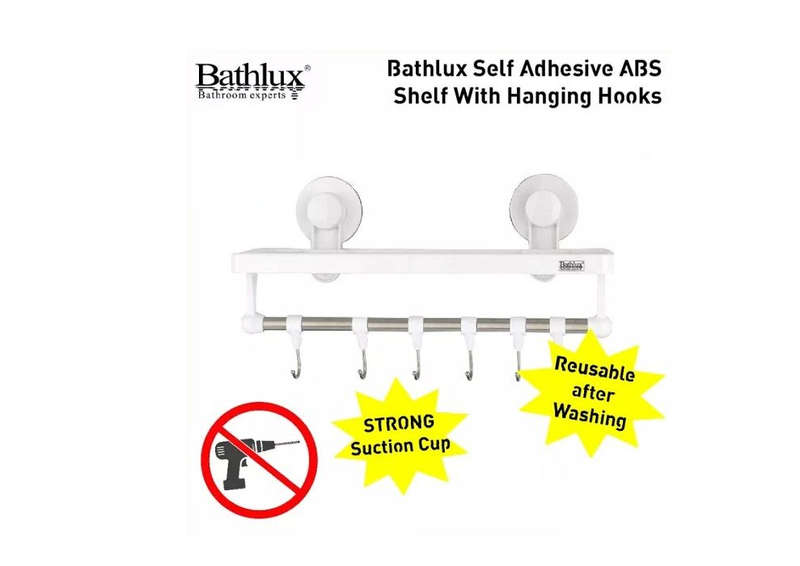 Bathlux Shelf With Hanging Hooks And Suction Cup