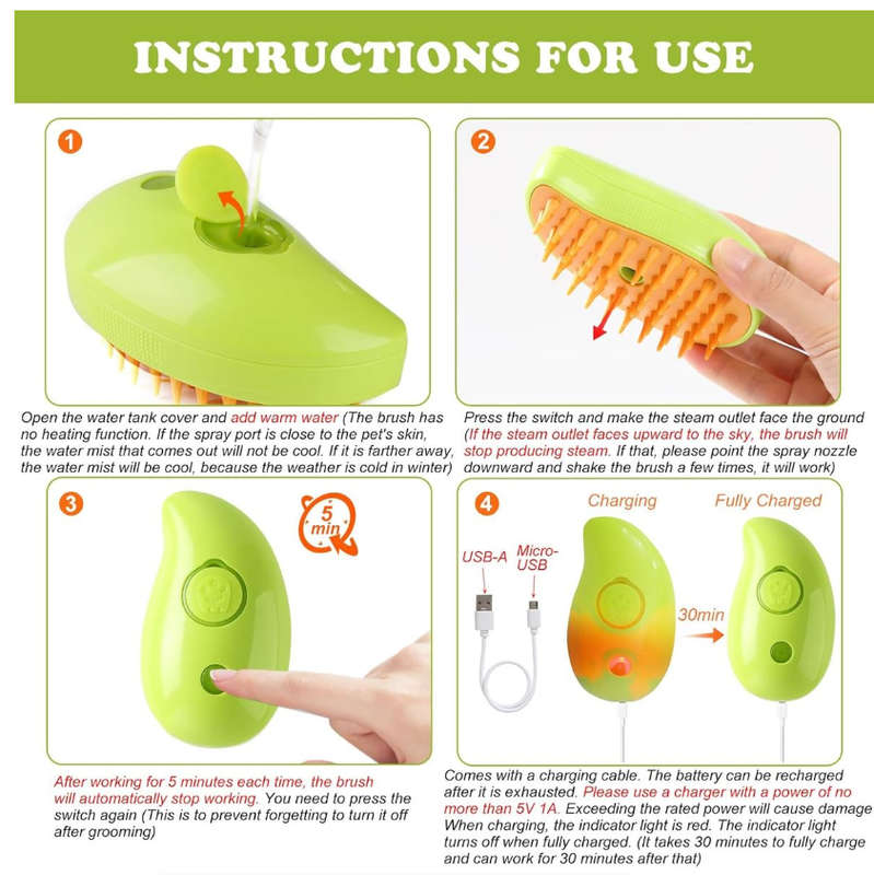 3-in-1 Electric Cat & Dog Grooming Brush