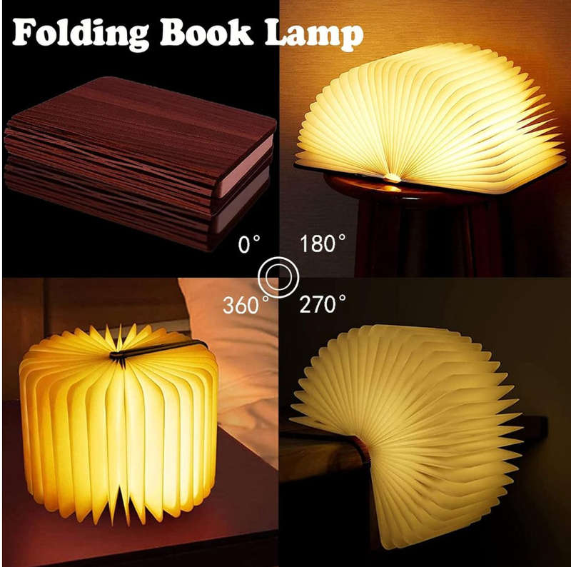 Wooden Book Light Novelty LED Night Light Portable Folding Book