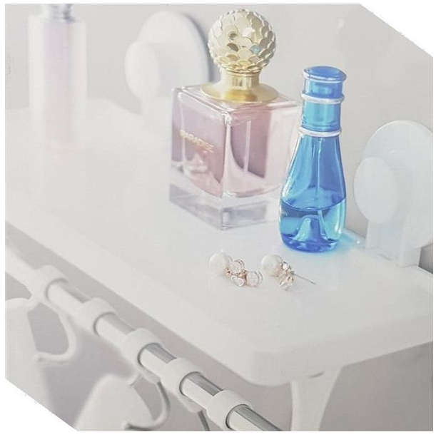 Bathlux Shelf With Hanging Hooks And Suction Cup