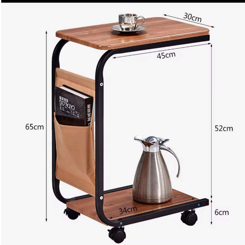 Double layer multifunctional square table with wheels