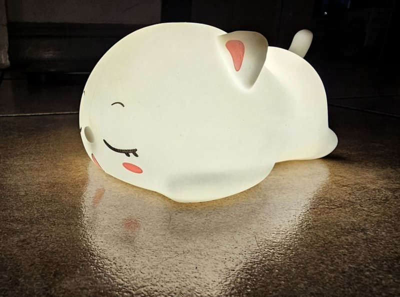Cute Sleeping Cat - White Silicone Desk Lamp