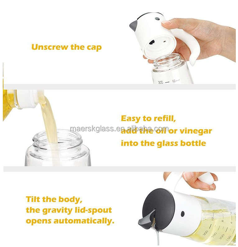 Automatic Lid Opening Transparent Oil Bottle