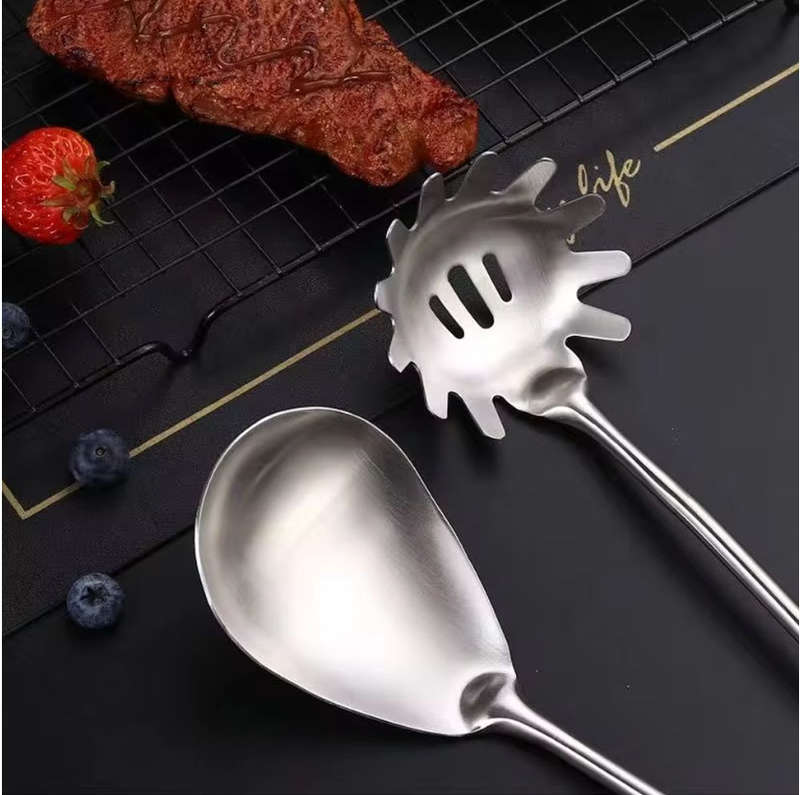 Set of 6-Chef Choice Stainless Steel Kitchen Utensil Set with Wooden Handle