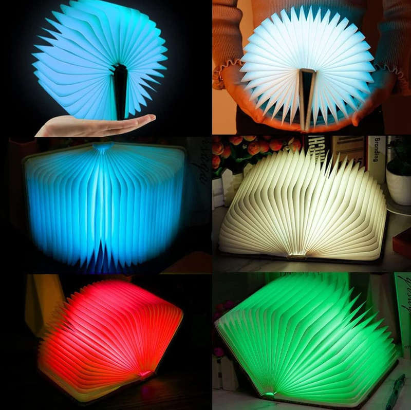 Wooden Book Light Novelty LED Night Light Portable Folding Book