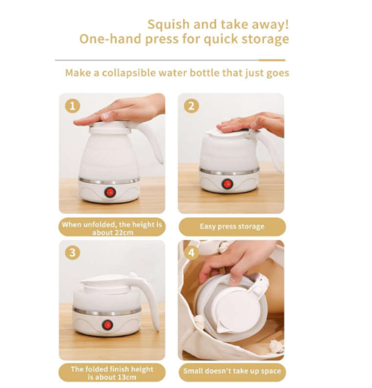 Portable Silicone Travel Folding Electric Water Kettle