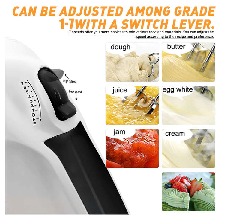 Stainless Steel Electric Hand Mixer 7 Speed
